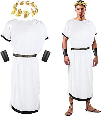 SATINIOR 4 Pcs Carnival Men Toga Costume Greek God Costume Adult Roman Toga Costume with Leaf Laurel Wreath Wristband God Costume, Greek God Costume, Roman Toga, Toga Costume, Roman Costume, Greek God, Laurel Wreath, Carnival, 1 Piece