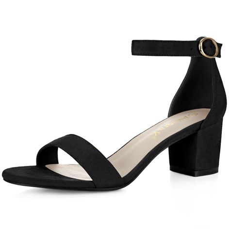 Shop Allegra K for faux suede open toe mid block heel ankle strap sandals you are looking for, get more women's chunky heel for yourelf. Order now! Free Returns! Heels Sandals Black, Black Ankle Strap Heels, Ankle Strap Chunky Heels, Ankle Sandals, Ankle Strap Block Heel, Ankle Strap Sandals Heels, Chic Sandals, Womens Chunky Heels, Chunky Heels Sandals