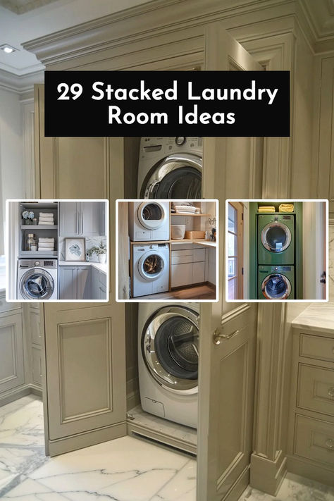 Create a bright, airy laundry room with these 29 stacked washer and dryer ideas! Featuring light color palettes, open shelving, and clever use of natural light, these designs bring a fresh, spacious feel to small laundry areas. 🧺💫 #BrightLaundryRoom #AirySpaces #StackedLaundryInspo Very Small Laundry Room Ideas Stacked, Laundry Room Ideas Washer Pedestal, Laundry Room Design Double Stack, Laundry Stacked Washer Dryer Ideas, Small Laundry Room Ideas Stackable With Sink, Stacked Washer Dryer Laundry Room Small Layout, Stack Laundry Room Ideas, Small Stacked Laundry Room Ideas, Stacking Laundry Room Ideas