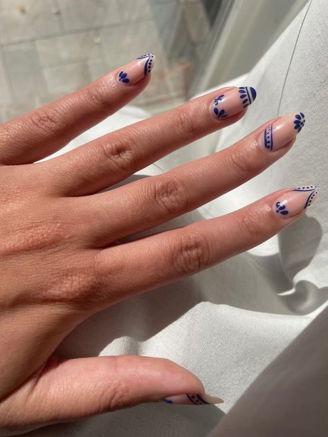 Morocco Nails Art, Portugal Nails Art Designs, Portuguese Tile Nails, Turkey Nails Designs Holiday, Norway Nails, Turkish Nails, Italy Nails Design, Morocco Nails, Croatia Nails