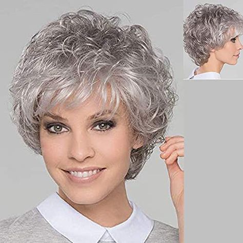 Pixie Cut Layered Short Dark Brown Mixed Blonde Wigs with Bangs for White Women Natural Real Hair Synthetic Wig with Bangs(Blonde Mixed Brown) Photo Color,10in : Amazon.ca: Beauty & Personal Care Curly Wigs For White Women, Gray Pixie, Wigs For White Women, Women Pixie Cut, Choppy Bob Hairstyles For Fine Hair, Brown Photo, Grey Curly Hair, Layered Short, Short Shag Haircuts