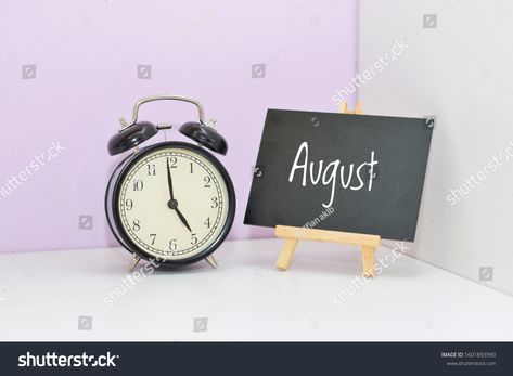 'August' word on blackboard writing and classic alarm bell with isolated purple and white background. Learning and education concept. #Ad , #AFF, #classic#alarm#bell#writing White And Purple Background, Purple And White Background, 5 Oclock, Background Education, Morning Words, 11 December, Purple Background, Purple Backgrounds, Purple And White