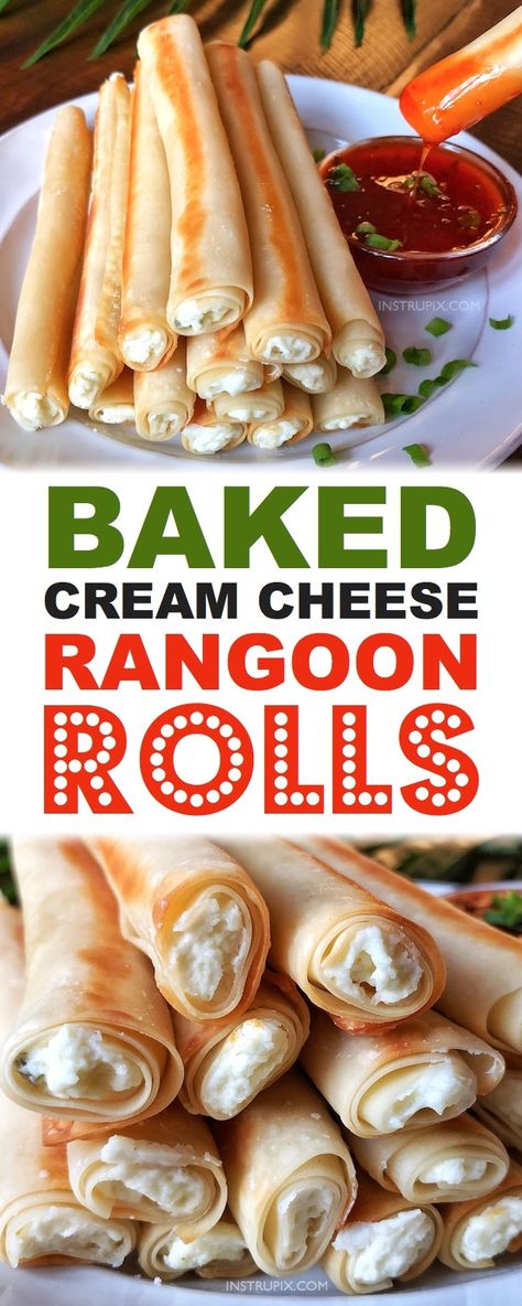 Rangoon Rolls, Cream Cheese Rangoon, Cheese Rangoon, Baked Cream Cheese, Birthday Party Snacks, Appetizers Easy Finger Food, Finger Foods Easy, Panda Express, Easy Appetizer Recipes