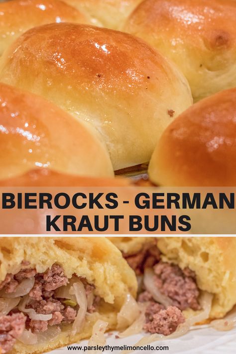 Easy Beirrocks, Beerock Recipe Homemade, Runza Recipe With Sauerkraut, Bierocks Dough Recipe, Bierocks Recipe Easy Rhodes Rolls, German Bierocks Recipe, Easy Runza Recipe, Cabbage Burger, Bierocks Recipe Easy