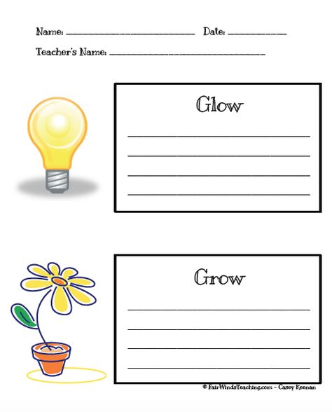 Glow Grow Conference Form, Glow And Grow Feedback Student, Glows And Grows, Glow And Grow, Peer Feedback, Parent Teacher Conference Forms, Parent Teacher Conference, Peer Assessment, Conference Forms