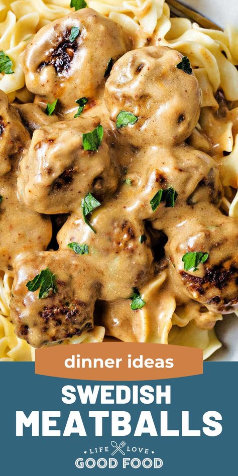 Smothered in a rich and creamy gravy and made with comforting fall spices, this Swedish Meatball recipe is sure to warm your soul during the upcoming chilly weather. Truly, Swedish meatballs served with the typical mashed potatoes or soft egg noodles are a meal that brings everyone together — perfect for the holiday season! Swedish Meatballs And Egg Noodles, Meatballs And Mashed Potatoes, Swedish Meatball Recipe, Meatballs Recipes, Meatballs And Gravy, Fettuccine Noodles, Soft Egg, Easy Grilling, Meatball Recipe