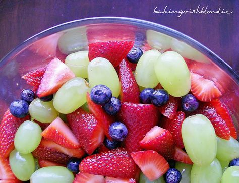 Strawberry, Blueberry, and Green Grape Salad with Honey-Lime Dressing Honey Lime Dressing Recipe, Team Treats, Salad With Strawberries, Fruit Salad With Yogurt, Grapes Fruit, Honey Lime Dressing, Blueberry Salad, Dressing For Fruit Salad, Green Grape