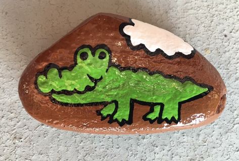 Alligator painted rock Vacation Crafts, Are You My Mother, See You Later Alligator, Painting Animals, Painted Rocks Kids, Painting Rocks, International Festival, Rock Ideas, Spring Ideas