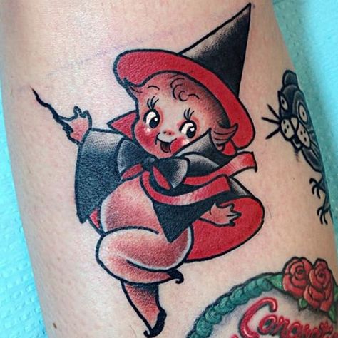 Magician Kewpie tattoo by Stacey Martin. #StaceyMartin #magician #kewpie #cute #doll #baby #adorable Kewpie Tattoo, Kewpie Art, Drawings With Meaning, Doll Tattoo, Explore Tattoo, Scary Tattoos, Spooky Tattoos, Horror Tattoo, Tattoo Portfolio