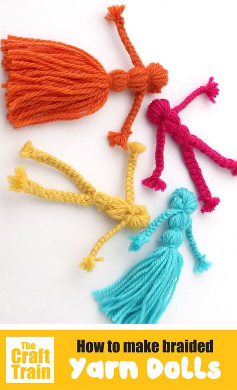 How to make braided yarn dolls, a fun and easy yarn craft for kids Wool Crafts For Kids, Diy Fidgets, Diy Yarn Dolls, Braided Yarn, Increase Concentration, Yarn Crafts For Kids, Easy Yarn Crafts, Sock Dolls, Yarn Dolls