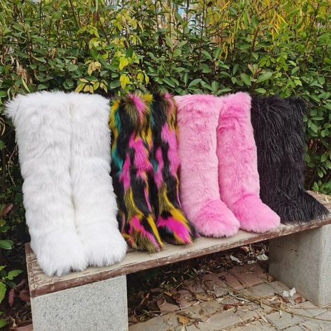 Hot Mongolian Fur Boots Factory Fast Delivery Winter Ladies Snow Shoes Faux Fur Boots Fake Fur Long Fur Boots Photoshoot, Fox Fur Boots, Fur Boots Women, Boots Long, Mongolian Fur, Boots Ideas, Faux Fur Boots, Fake Fur, Snow Shoes