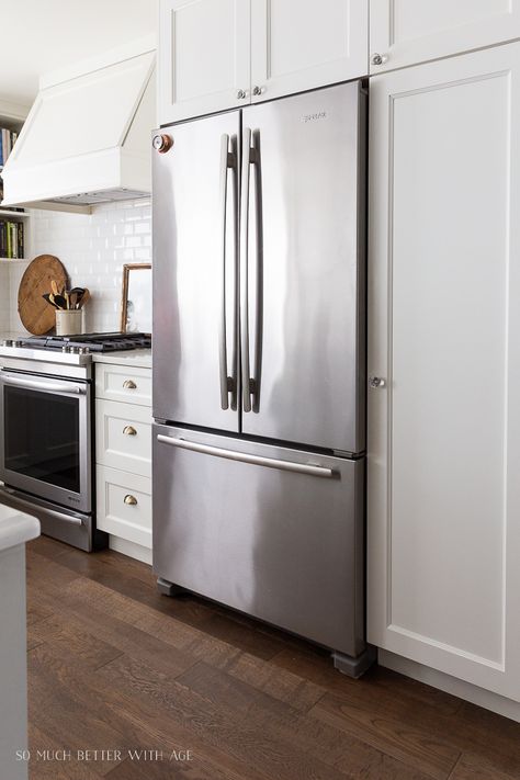 Why Choose A Counter-Depth Refrigerator - So Much Better With Age Dual Refrigerators In Kitchen, Fridge Location In Kitchen, Stainless Steel Fridge Kitchen, Where To Place Refrigerator In Kitchen, Stove Refrigerator Same Wall, Freestanding Fridge In Kitchen, Refrigerators In Kitchens, Standard Depth Refrigerator In Kitchen, Stove Next To Refrigerator