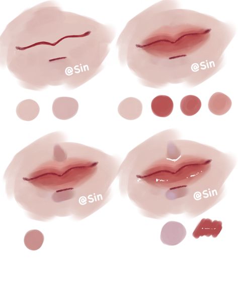 How To Shade Mouth, Koleen Drawing Digital, Digital Art Beginner Ibis Paint, Lip Shading, Ibis Paint Tutorial, Shading Tutorial, Anime Lips, Lip Drawing, Palette Art