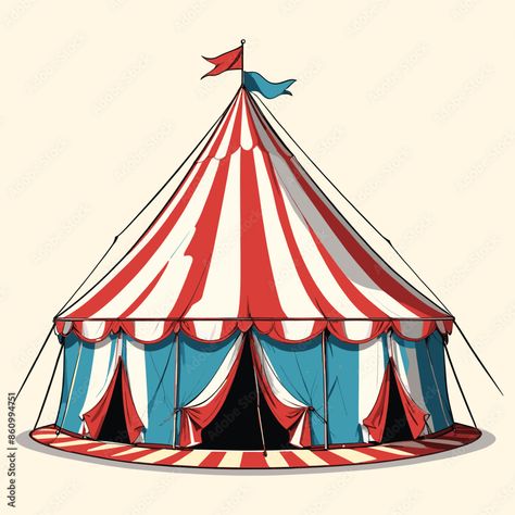 Vintage Circus Tent Illustration with Whimsical Charm Circus Tent Drawing, Circus Ephemera, Vintage Circus Tent, Circus Tent Illustration, Tent Illustration, Tent Drawing, Circus Tent, Animal Crackers, Vintage Circus