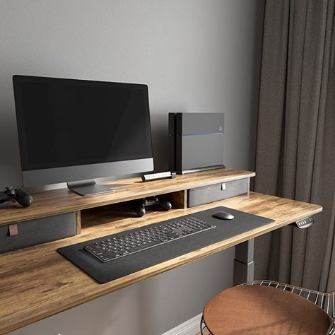 Study Table With Monitor, Computer Desk With Monitor Shelf, Computer Table In Bedroom, Pc Table Ideas, Computer Table Design Small Spaces, Pc Table Design, Computer Table Design For Home, Computer Table Design Ideas, Computer Table Ideas