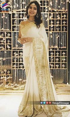 The Engagement Saree Etched With Samantha and Chaitanya's Love Story With Exclusive - Never Seen Before Pics!!! Indian Engagement Dress, Samantha In Saree, Engagement Dress For Bride, Engagement Saree, Indian Engagement, Samantha Wedding, Samantha Ruth Prabhu, Samantha Ruth, Gaun Fashion