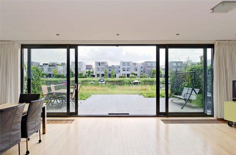 Big Sliding Glass Doors, Patio Door Design, Room With Big Windows, Patio Windows, Sliding Doors Exterior, Sliding Glass Doors Patio, House Extension Plans, Glass Doors Patio, Aluminium Sliding Doors