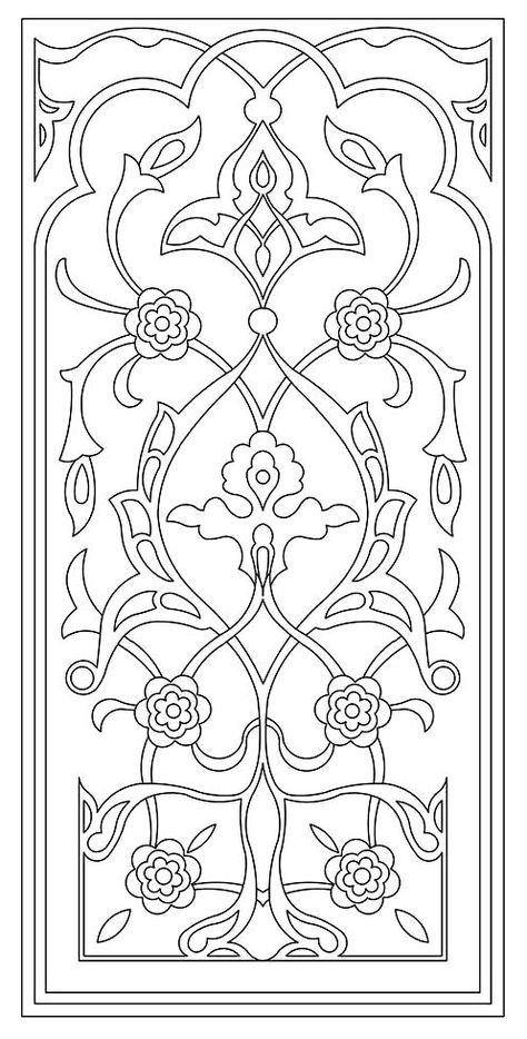 Embroidery Pattern.    jwt Islimi Pattern, Eslimi Pattern, Fleurs Art Nouveau, Islamic Design Pattern, Motif Arabesque, Cnc Art, Whole Cloth Quilts, Geometric Pattern Art, صفحات التلوين