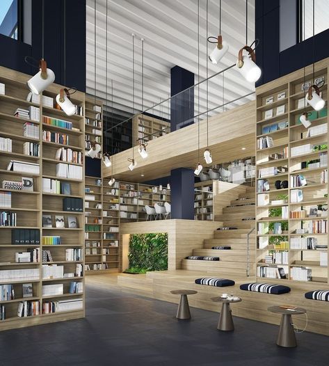 Smart Library Design, Modern Library Interior Design, Libraries Architecture Concept, Modern Library Exterior, Library Interior Design Public, Contemporary Library, Elementary School Architecture, Architecture Library, Public Library Design