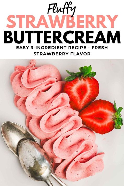 Try our simple Strawberry Buttercream Frosting recipe! With only 4 ingredients, it's a breeze to make. Made with fresh strawberries, it delivers a natural, refreshing flavor perfect for cakes and cupcakes. Treat yourself to the taste of summer with every creamy bite. Strawberry Cool Whip Frosting, Whipped Cream Buttercream, Strawberry Frosting Recipes, Whipped Buttercream Frosting, Strawberry Sheet Cakes, Vanilla Sheet Cakes, Delicious Strawberry Cake, Whipped Buttercream, Strawberry Buttercream Frosting