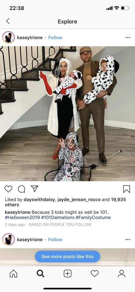 Halloween Outfit For Family Of 3, 101 Dalmatians Family Halloween Costumes, Halloween Costumes For Pregnant Women And Family, 101 Dalmations Halloween Costume Family, 101 Dalmations Halloween Costumes, Cruelly Deville Family Costume, Dalmation Family Costume, Family Dalmation Halloween Costumes, 101 Dalmatian Trunk Or Treat