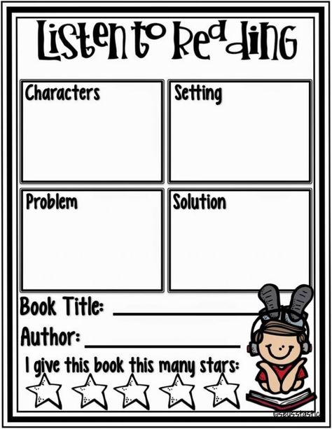 Characters Setting Problem Solution, Listen To Reading, Reading Stations, Teaching Ela, Literacy Stations, 2nd Grade Reading, Reading Response, First Grade Reading, Reading Centers