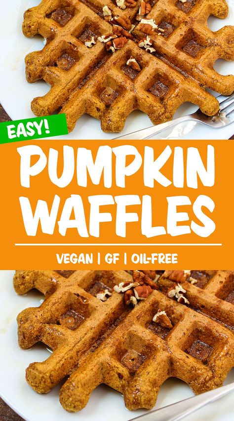 Vegan Pumpkin Waffles, Gluten Free Pumpkin Waffles, Vegan Waffles Recipe, Pumpkin Pie Waffles, Pumpkin Waffles Recipe, Vegan Waffles, Protein Waffles, Waffle Ingredients, Fall Vegan Recipes