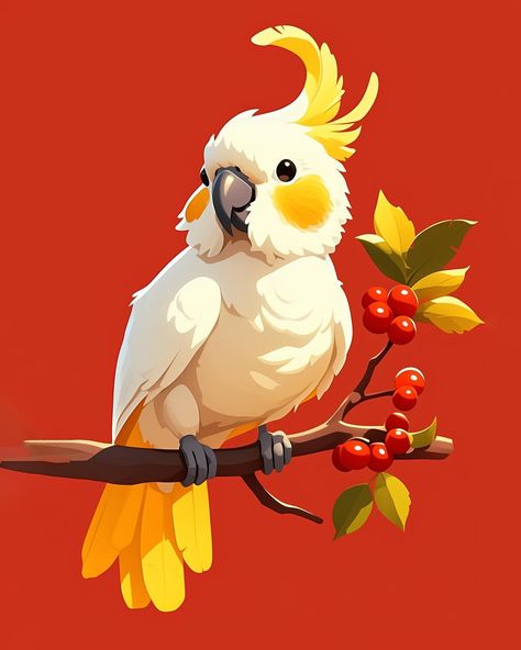 Hey, Conrad! Meet our lovely Cockatoo Conrad and also bring him to your home as beautiful illustration! Conrad The Cockatoo - Exclusive Illustration 🖼️ *High-Quality print *Available in various sizes *Perfect for kids rooms, living rooms or offices Don‘t miss out - Link in Bio! #minimalist #illustration #digitalillustrations #wild #adventure #cockatoo #inspiration #i̇llustragram #creative #decor #kidsroom #unique #animal #artgallery #homedecor #design #animalillustration #shop #highqualiti... Cartoon Birds Cute, Parrots Illustration, Exotic Illustration, Bird Illustration Design, Wild Animals Illustration, Animal Character Illustration, Animal Character Design, Cockatoo Art, Cartoon Gesture