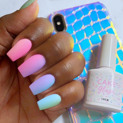 Gel polish ombré manicure using Cake Glaze gel polish colors. IG: @TheNailCakery Rainbow Ombré Nails, Ombré Manicure, Rainbow Ombre Nails, Ombre Nails Ideas, Elegant Nail Polish, Cake Glaze, Wedding Nail Polish, Short Natural Nails, Nails 2025