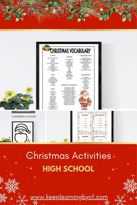 Christmas Activities for High School Christmas Ela Activities, Songs Writing, Activities For High School, Classroom Christmas Activities, Building Vocabulary, High School Teachers, High School Activities, Keep Learning, Ela Activities