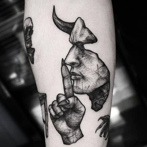 Gotik Tattoo, Satanic Tattoos, Embrace Your Dark Side, Devil Tattoo, Demon Tattoo, Scary Tattoos, Witch Tattoo, Inspiration Tattoos, Creepy Tattoos