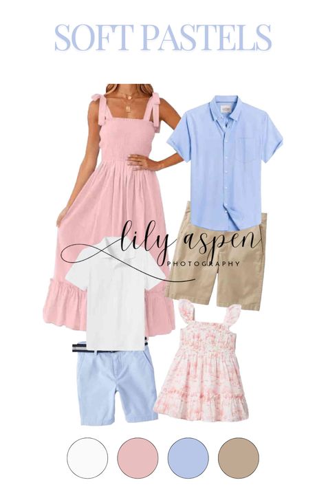 Capture the essence of spring with these stunning outfit ideas featuring soft pastel colors! Perfect for family photos, these looks are not only stylish but also bring a fresh and cheerful vibe to your pictures. From gentle pinks and blues to soft yellows and greens, discover how to mix and match outfits for everyone in the family. Embrace the beauty of the season and create lasting memories with outfits that make you shine! Pastel Family Photos, Pastel Family Pictures Outfits, Spring Family Photo Outfits, Mix And Match Outfits, Match Outfits, Spring Family, Soft Pastel Colors, Family Picture Outfits, How To Mix