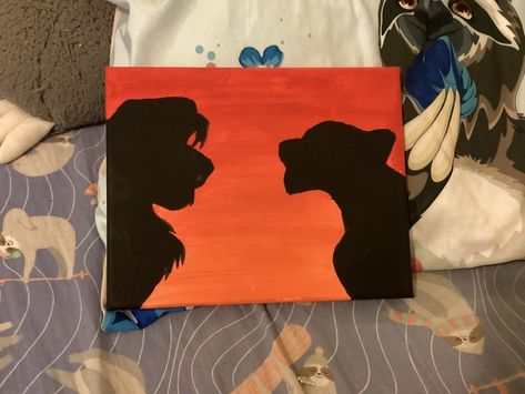 Nana Painting, Pixar Paintings On Canvas, Lion King Painting, The Lion King Painting, Simba And Nala Painting, Lilo And Stitch Acrylic Painting, Simba And Nala Canvas Painting, Nala Lion King, King Painting