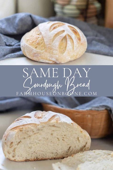 Best Sourdough Starter, Same Day Sourdough Bread, Sourdough Boule Recipe, Same Day Sourdough, Best Sourdough Starter Recipe, Easy Sourdough Bread, Homemade Sourdough Bread Recipes, Easy Sourdough Bread Recipe, Recipe Using Sourdough Starter