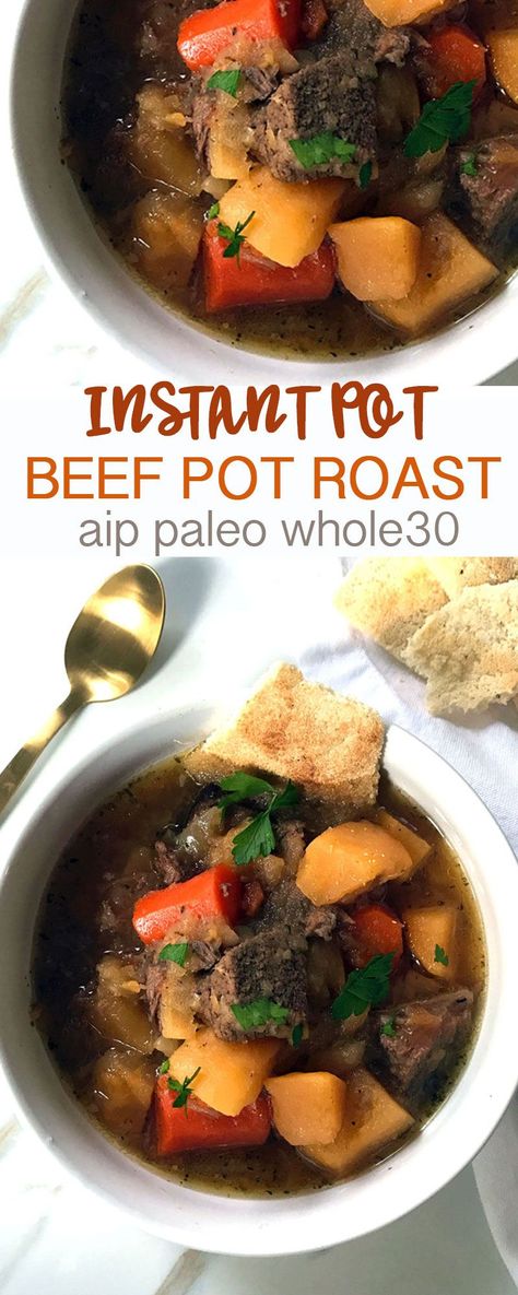 Aip Beef Stew Instant Pot, Aip Roast Beef, Aip Pot Roast, Aip Instant Pot Recipes, Aip Roast, Beef Instant Pot, Pressure Cooker Pot Roast, Aip Meals, Paleo Roast