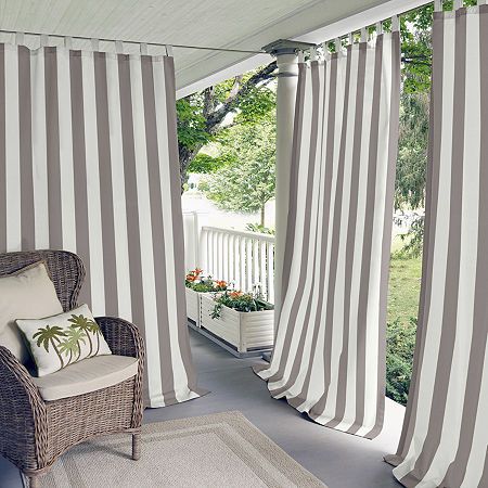 The Highland Stripe indoor/outdoor curtains are the perfect solution for any outdoor or patio space. These versatile window panels are water repellant, mold, mildew, and fade resistant. Tab top header features adhesive loop fastening for effortless hanging in any space. Curtains are 50 inches wide by 84, 95 or 108 inches long. 100% polyester. Sold as a single panel. Easy care, machine washable. The Highland Stripe indoor/outdoor curtains are the perfect solution for any outdoor or patio space.Th Outdoor Panels, Cute Curtains, Tab Top Curtains, Patio Curtains, Decor Pillows, Outdoor Curtains, Patio Spaces, Fabric Shower Curtains, Window Panels