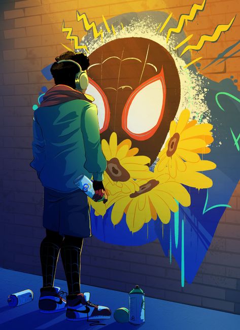 Sunflower Spiderverse, Sunflower Spiderman, Miles Spiderman, Image Spiderman, Miles Morales Spiderman, Spiderman Artwork, Marvel Spiderman Art, Superhero Wallpaper, Arte Sketchbook