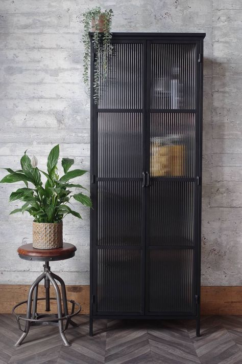 Fluted Glass Crockery Unit, Fluted Glass Wardrobe, Glass Bathroom Cabinet, Boho Style Furniture, Black Display Cabinet, Galvanized Planters, Industrial Display, Glass Display Cabinet, Glass Cabinets