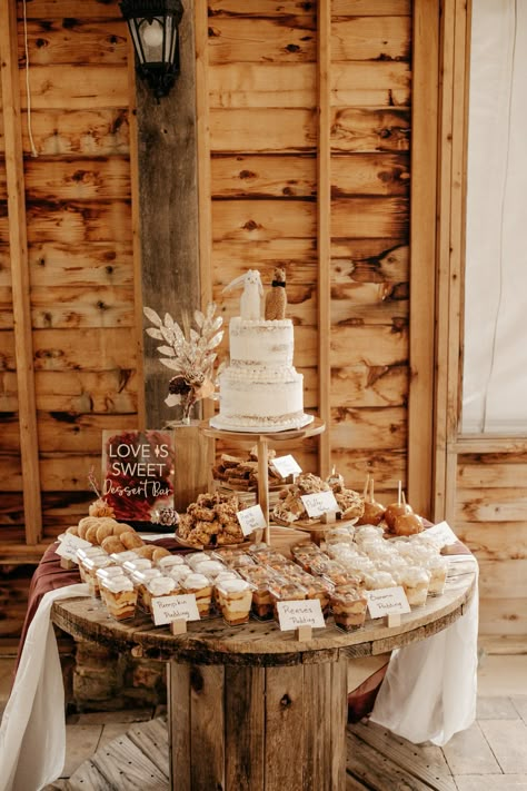 Autumn Wedding Inspo | Fall Dessert Table Southern Autumn Wedding at Ridge Rose | Fall Bohemian Wedding | Chickamauga Wedding Venues | Chattanooga Wedding Venues | Tennessee Wedding Photographer | Sola Wood Flowers | Jennifer Martin Photography | Navy Blue And Rust Wedding Table Settings, Fall Micro Wedding Decor, Terracotta Wedding Dessert Table, Dessert Stand Wedding, Desert Station Wedding, Mini Dessert Bar Wedding, Wedding Dessert Table Boho, Assorted Dessert Table Wedding, Western Wedding Dessert Table