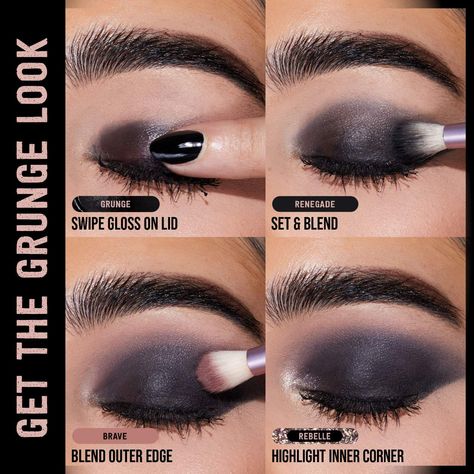 Pretty Grunge Eyeshadow Palette - HUDA BEAUTY | Sephora Grunge Smokey Eye Makeup, Huda Beauty Pretty Grunge Palette Looks, Huda Beauty Pretty Grunge Palette, Grunge Eye Makeup 90s, Grunge Eyeshadow, Grunge Eye Makeup, Eyeshadow Ideas, Makeup Over 40, Coal Tar