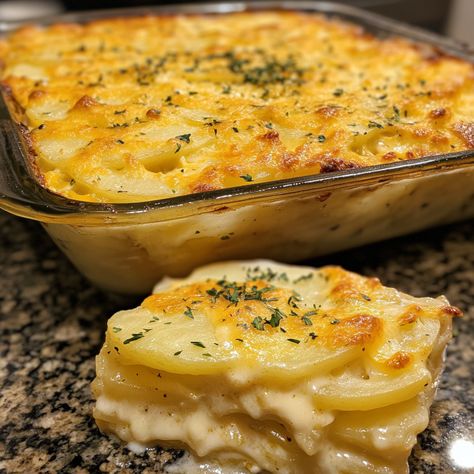 Cheesy Scalloped Potatoes Deluxe: The Ultimate Comfort Dish - SavorySplash 4 Cheese Scalloped Potatoes, Scalloped Potatoes And Mushrooms, Best Cheesy Scalloped Potatoes Recipe, At Gratin Potatoes Recipe, Make Ahead Cheesy Scalloped Potatoes, Scalloped Russet Potatoes, Scalloped Potatoes Sauce, Boursin Scalloped Potatoes, Scollop Potatoes Recipe