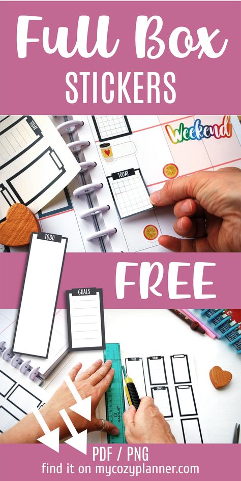 Happy Planner Free Printable Stickers Boxes, Teacher Stickers Free Printable, Cricut Stickers Free Printable, Planner Stickers Printable Free, 3d Calendar, Disc Planner, Happy Planner Free Printable, Planner Freebies, Diy Planner Stickers