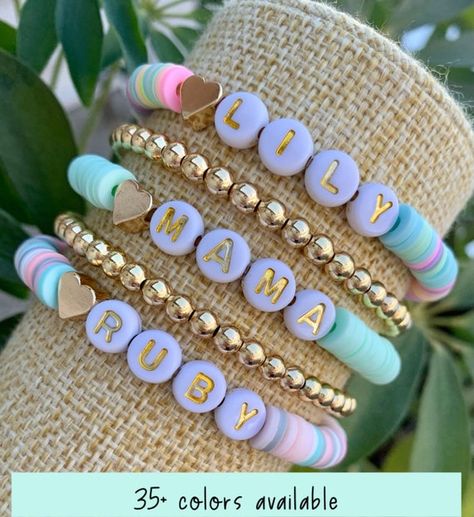 Cousins Best Friends, Disc Bead Bracelet, Bracelet Valentines, Vinyl Disc, Heishi Bracelet, Bracelet Layering, Preppy Bracelets, Preppy Jewelry, Clay Bracelet