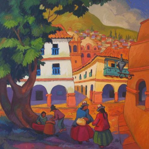 Pintura Contemporánea del Perú   SERIE PAISAJES DEL PERU OLEO SOBRE LIENZO   Obra del Maestro Juan de la  Cruz Machicado Pintor Peruano  ... Spanish Artwork, Karla Gerard, South American Art, South American, American Art, Landscape Art, Peru, Photo Art, Art Inspiration