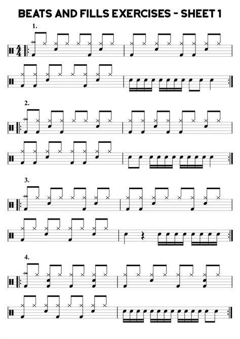 drum beats Archives - Learn Drums For Free Drum Fills Sheet, Drum Notation, Drum Fills, Drum Rudiments, Nirvana Lyrics, Drum Practice, Drum Notes, Learn Drums, Drum Beats