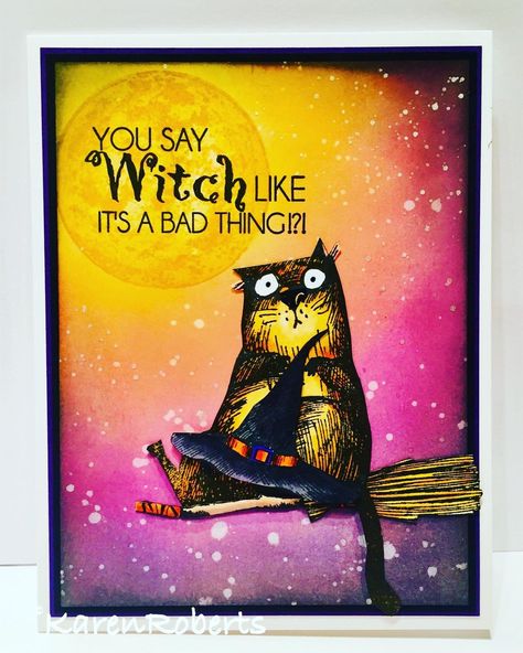 Stampin Up Spooky Cat Halloween Cards, Tim Holtz Crazy Cats Cards, Halloween Atc Cards Ideas, Crazy Cats Cards, Tim Holtz Snarky Cat Cards, Tim Holtz Snarky Cats Halloween Cards, Halloween Poems, Cats Halloween, Crazy Birds