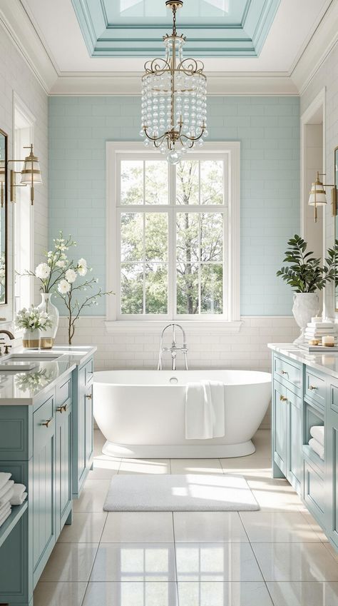 Green Bathroom Decor Seafoam Green Bathroom Decor, Soft Green Bathroom Ideas, Aqua Bathroom Ideas, Light Teal Bathroom, Aquamarine Bathroom, Bathroom Ideas Teal, Turquoise Bathroom Ideas, Mermaid Bathroom Ideas, Green Bathroom Decor Ideas