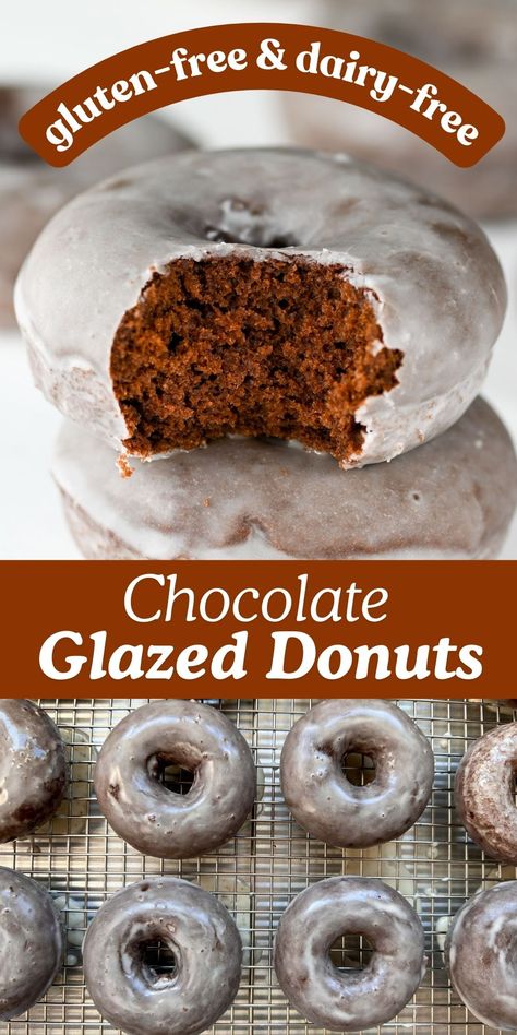 You're in for a treat with these homemade gluten-free chocolate donuts! They’re super moist, chocolatey, and covered with a delicious vanilla glaze that will make your taste buds dance! Gluten Free Cake Donuts Baked, Gluten Free Donut Recipe Baked, Gluten Free Doughnut Recipes, Gluten Free Baked Donut Recipe, Gluten Free Donut Recipes, Gluten Free Donuts Baked, Dairy Free Christmas Cookies, Gluten Free Donut, Dairy Free Donuts