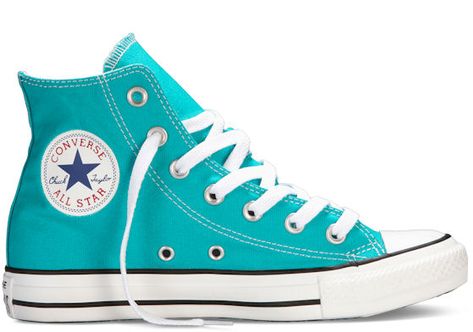 Converse Chuck Taylor All Star Turquoise High Top. Shoes Sneakers Converse, Blue High Tops, Blue Converse, Sneakers Converse, All Stars Converse, Star Shoes, Prom Shoes, Star Sneakers, Converse Sneakers