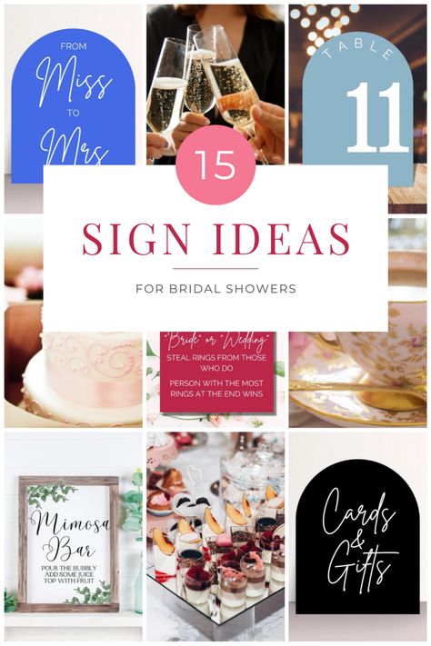 15 Sign Ideas for Bridal Shower - Bridal Shower Ideas - Bridal Shower Signage - Bridal Shower Decor Check out the 15 most popular sign ideas for bridal shower. From a citrus bridal shower to goth bridal shower, there is a design for every bride to be. Let your guests in awe with these colorful, affordable signage for your next wedding shower. Bridal Shower Favor Table Sign, Bridal Signs Cute Ideas, Signs For Bridal Shower Signage, Bridal Shower Signage Ideas, Bridal Shower Sign Ideas, Bridal Shower Signs Diy, Bridal Shower Signs Entrance, Ideas For Bridal Shower, Bridal Shower Signage